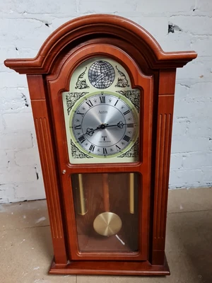 £99 • Buy Acctim Westbury RC Pendulum Wall Clock Chime Radio Controlled Carved Dark Wood