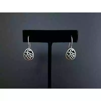 Vintage Sterling Silver Floral Teardrop Earrings 1  6.88g • $17.85