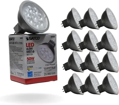 Satco S9495 - 6.5 Watt MR16 LED Bulbs - 40 Deg. Beam Angle; GU5.3 Base (12 Pack) • $96.66