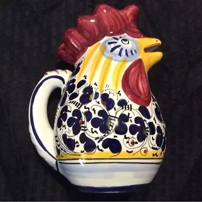 Deruta Italy Orvieto Blue Rooster Pitcher Fima Majolica 1 Liter Handmade • $49.96