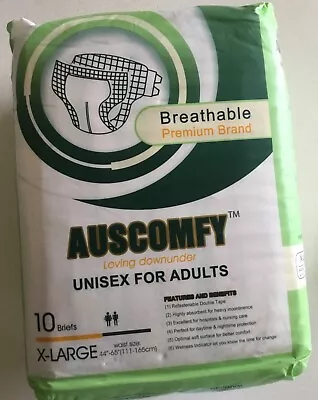 Auscomfy Adult Disposable Diaper Incontinent Pads Extra-Large 10 Pack Unisex • $19.95