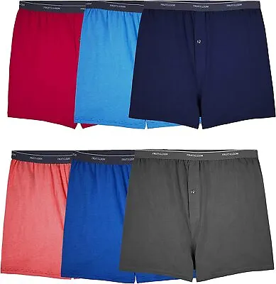 3 Or 6 Fruit Of The Loom Big Men's Cotton Stretch Knit Boxer 2XB-5XB • $34.99