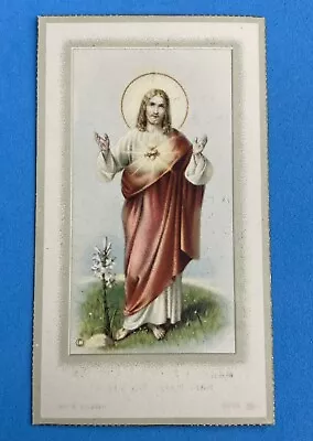 Vintage Catholic Holy Funeral Prayer Card - Sacred Heart Of Jesus • $1