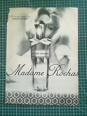 374 Old Advertisement Circa 1960 Eau De Cologne Madame Rochas • £3.85