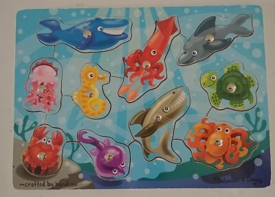 £8.82 • Buy Melissa & Doug Magnetic Wooden Fishing Puzzle Game With 10 Ocean Animals No Rod
