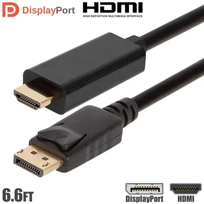 6.6FT DisplayPort DP To HDMI Converter Cable Adapter HDTV 4K 60Hz PC MacBook Pro • $30.67