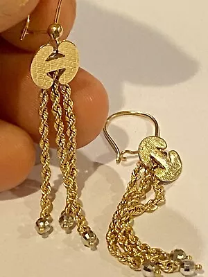 Beautiful Shiny 18ct Gold Drop Earrings  Swiss Made  3.75 Gr • £260