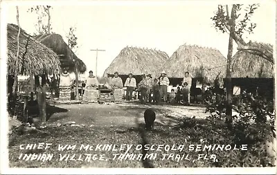 OSCEOLA SEMINOLE INDIAN VILLAGE Real Photo Postcard CHIEF MCKINLEY RPPC FLORIDA • $11.89