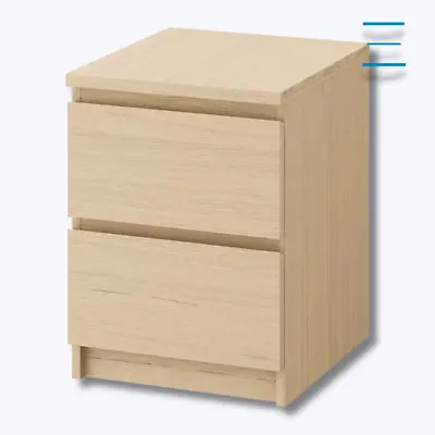 MALM 2-Drawer Chest White Stained Oak Veen 15 3/4x21 5/8   BRAND NEW • £125.25