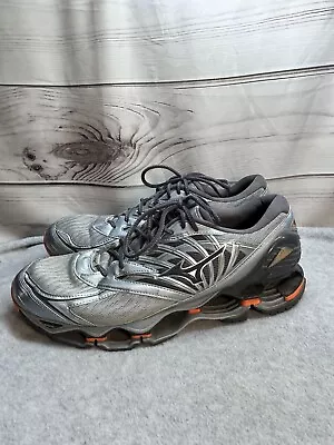 Mizuno Wave Prophecy 8 Running Shoes Gray Silver Orange 411054 Mens Size 15 • $49.87