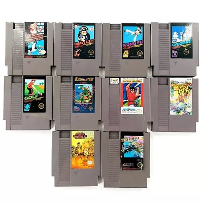 Nintendo NES Games Lot Of 10 Mario Bros Commando Gyromite Hogan's Kung Fu • $45
