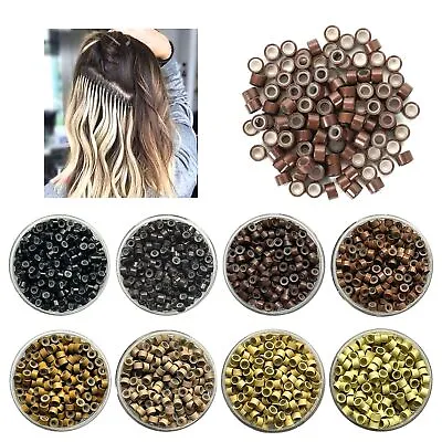 £2.49 • Buy Silicone Lined Micro Beads Rings Link Tip Loop Hair Extensions 4mm, 4.5mm, 5mm