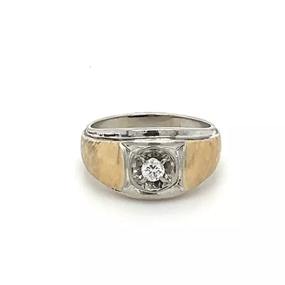 Gent's Diamond Solitaire Ring .25 CT. 10K 2 Tone Gold 10g Size:12 (ROC036013) • $829