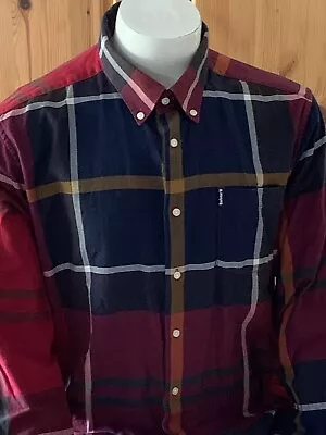 BARBOUR Tartan Men’s Shirt Size XL Red Shirt - Tailored VGC 48” Chest • £24