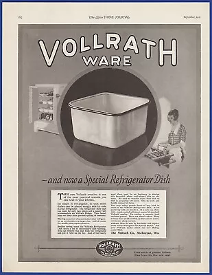 Vintage 1921 VOLLRATH Ware Refrigerator Dish Kitchen Art Decor 20's Print Ad • $12.71