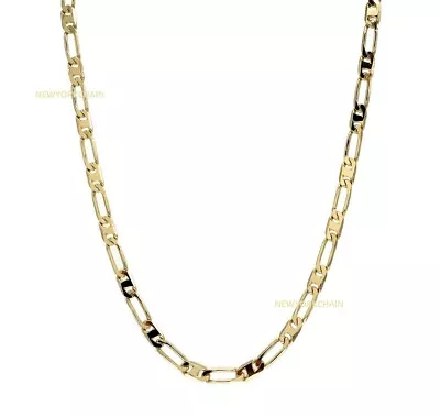 Italian Figaro Mariners Anchor Link Chain Necklace 7mm 8  24  18K Gold Plated • $10.99