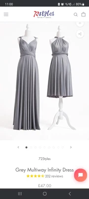 £30 • Buy Grey Multi-way Convertible Infinity Dress Bridesmaid Floor Length