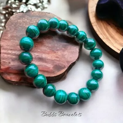 Malachite Bracelet Extremely Rare Natural Stones 10mm • $31.49