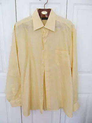 Ermenegildo Zegna Mens Yellow 100% Linen Long Sleeve Button Up Shirt XXL • $39.99