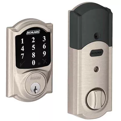 Schlage Camelot Satin Nickel Connect Smart Deadbolt Z-Wave Plus BE468ZP CAM 619 • $179.99