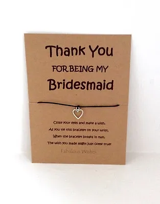 £2.99 • Buy Bridesmaid Thank You Gift, Wish Bracelet, Friendship, Gorgeous Heart Charm!