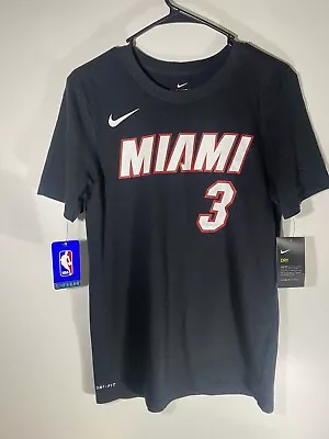 NIKE Dri-Fit Miami Heat Dwyane Wade Mens Small Black Graphic T-shirt Basketball  • $24.99