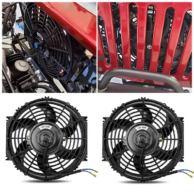 2x 7  Inch Universal Slim Fan Push Pull Electric Radiator Cooling 12V Mount Kit • $36