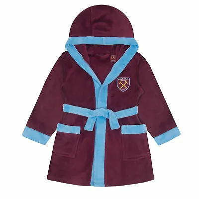 West Ham United Baby Dressing Gown Toddler Robe Hooded Fleece OFFICIAL Gift • £12.99