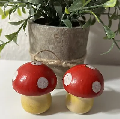 Vintage Plastic Red Mushroom Salt And Pepper Shakers Home Decor Accent Retro • $4.99