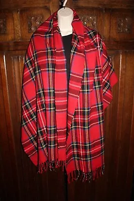 Unisex J.CREW Wool Scarf Shawl... Red Plaid / 25 X 80 • $15