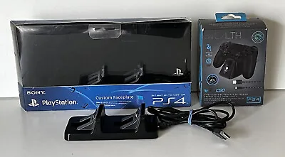 $39.99 • Buy PS4 Playstation 4 Custom Faceplate Black & Controller Charging Docks Inc Stealth