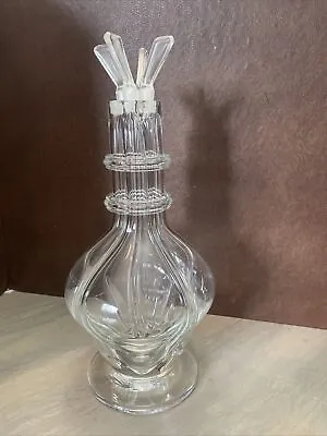 Vintage Hand Blown Clear Glass Four/liquor Decanter Bottle Czech Made. • $79