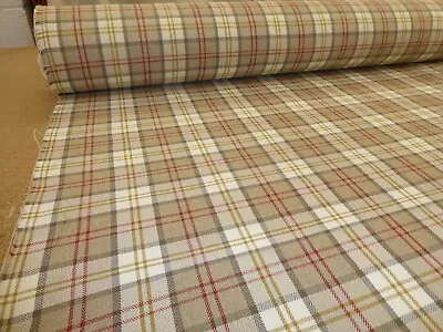 Tartan Checked Wool Effect Weave Upholstery Fabric (FOUR COLOURS) Gleneagles • £1.25