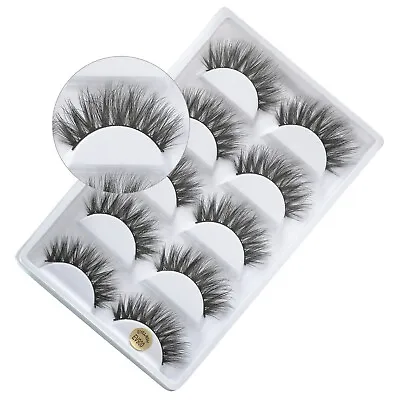 3D Mink False Eyelashes Wispy Cross Long Thick Soft Fake Eye Lashes 5 Pairs New • £4.46