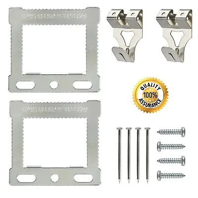 Canvas Floater Box Frame Picture Hanging Kit Silver CWH Hangers + All Fixings • £3.48