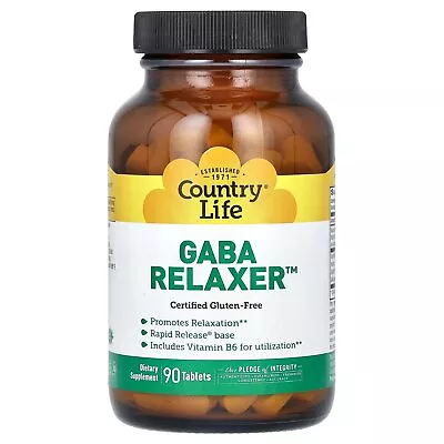 Country Life GABA Relaxer 90 Tablets Gluten-Free GMP Quality Assured Kosher • $22.19