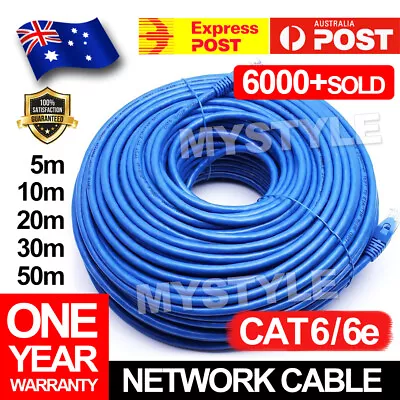 $6.95 • Buy Cat6 Network Cable Up To 50m Cat6 Network Ethernet Lan Cables 100M/1000Mbps MEL