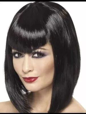 Vamp Wig Black Straight Bob Style Fancy Dress Up Halloween Costume  • £4.99