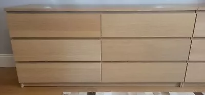 Ikea Malm (light Oak) Wide Chest Of 6 Drawers (x2) • £50