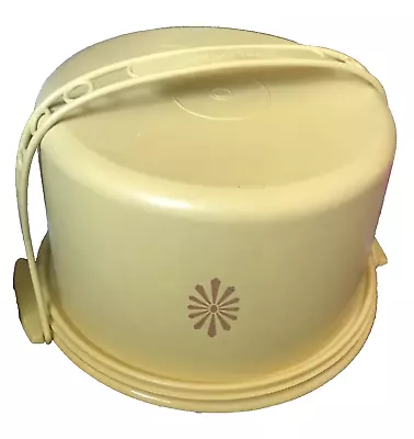 Vintage Harvest SOLID Gold TUPPERWARE Round Cake Carrier W/Detachable Handle • $24