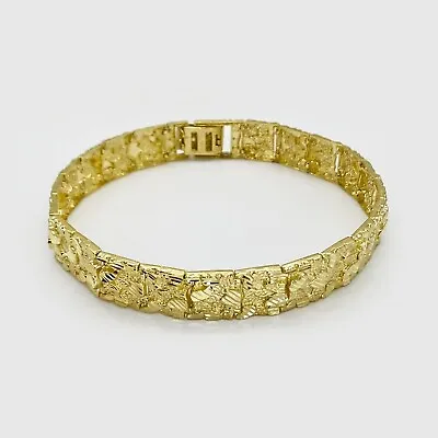 10k Gold Nugget Vintage Link Classic Bracelet Gift For Men Women • $419