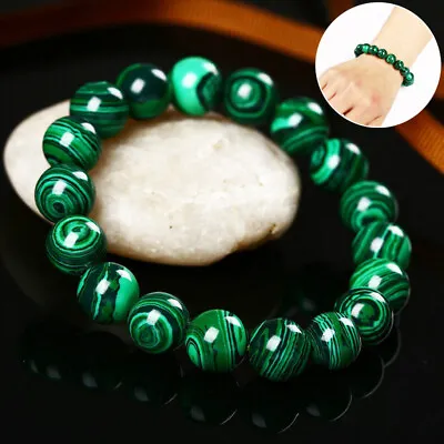 Natural Malachite Bracelet Gemstone Bangle Healing Stone Jewelry Gifts Lucky • $1.75