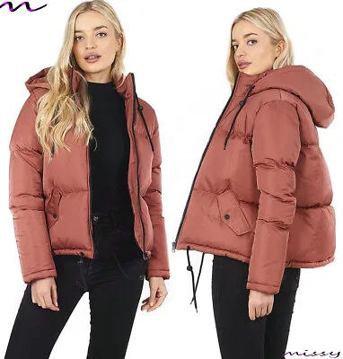 £24.99 • Buy New Womens Ladies Short Quilted Winter Coat Puffer  Hooded Jacket Parka Size