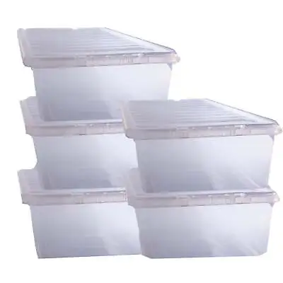 43 Litre Clear Plastic Rectangular Storage Box 5 Pack • £39.95