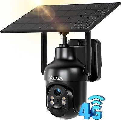 Xega 4G LTE Cellular Security CameraSolar Powered Wireless Outdoor Camera Black • $75.81