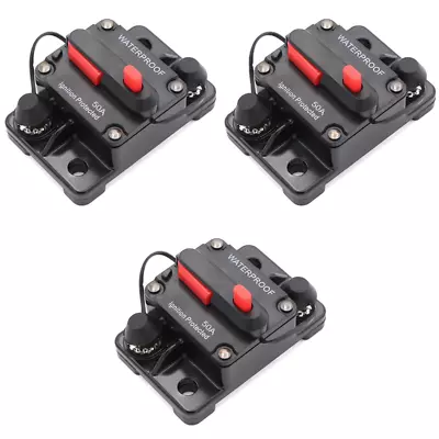 3 PACK 50 Amp Waterproof Circuit Breaker Auto/Marine/Solar 12-48DC Manual Reset • $29.99