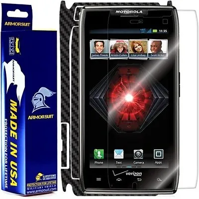 ArmorSuit Motorola Droid Razr Screen Protector + Black Carbon Fiber Skin USA • $18.45