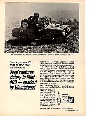 1969 Jeep Jeepster @ Mint 400 Del Webb Desert Rally ~ Original Champion Ad • $11.95
