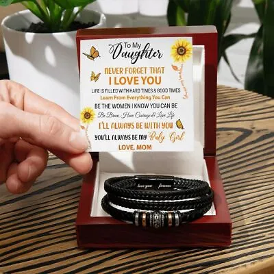 Sunflower Butterfly Love You Forever Bracelet For Her To My Daughter From Mom • $42.95