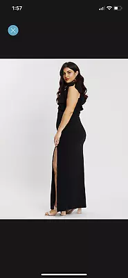 BOOHOO - Boohoo Ruffle Shoulder Plunge Maxi • $35